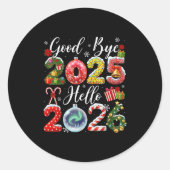 Goodbye 2025 Hello 2026 Merry Christmas Happy New Runder Aufkleber (Vorderseite)