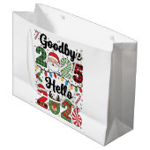 Goodbye 2025 Hello 2026 New Year Resolution Große Geschenktüte (Vorderseite Schrägansicht)