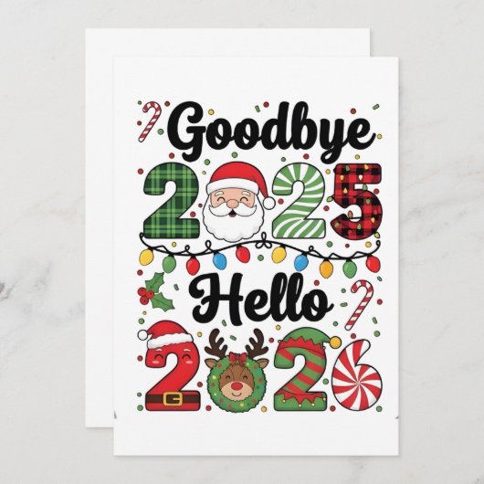 Goodbye 2025 Hello 2026 New Year Resolution Mitteilungskarte (Vorne/Hinten)