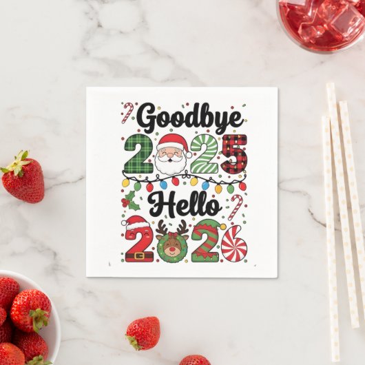 Goodbye 2025 Hello 2026 New Year Resolution Serviette (Beispiel)