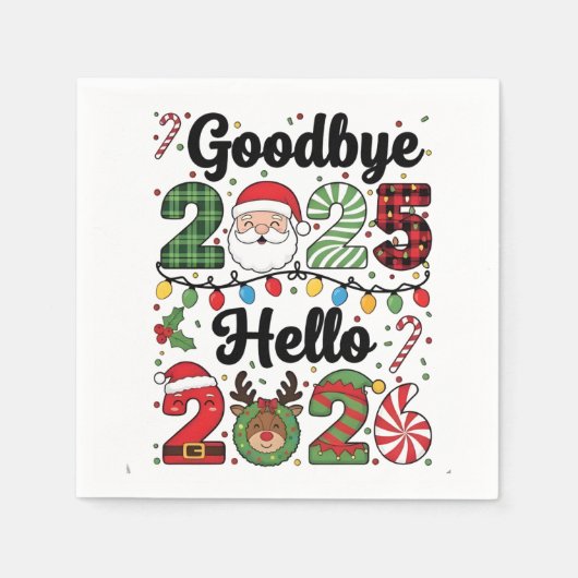Goodbye 2025 Hello 2026 New Year Resolution   Serviette (Vorderseite)