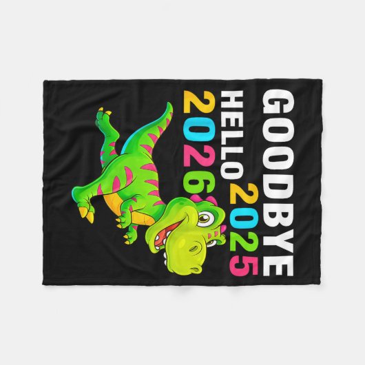 Goodbye 2025 Hello 2026 T Rex Happy New Year 2026 Fleecedecke (Vorderseite (Horizontal))