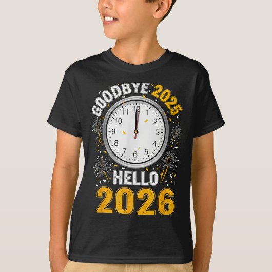 Goodbye 2025 Hello 2026 Tee With Clock New Year 20 (Vorderseite)