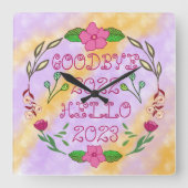 GOODBYE 20XX HELLO 20XX QUADRATISCHE WANDUHR (Vorderseite)