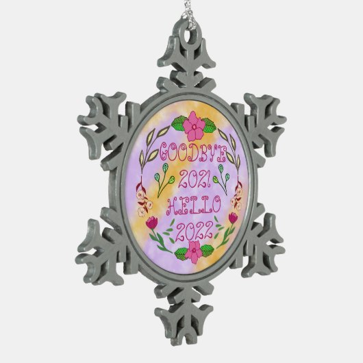 GOODBYE 20XX HELLO 20XX SCHNEEFLOCKEN Zinn-Ornament (Links)