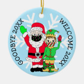Goodbye 20XX, Welcome 20XX Santa Elf Facemask Keramik Ornament (Vorne)