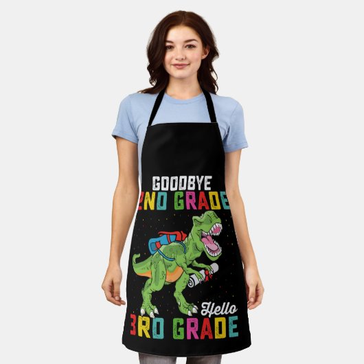 Goodbye 2. Klasse Hello 3rd Grade T Rex Dinosaur Schürze (Getragen)