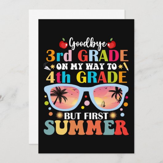 Goodbye 3 Grade Hallo 4. Klasse aber Erster Sommer Einladung (Vorne/Hinten)