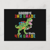 Goodbye 3rd Grade Hello 4th Grade T Rex Dinosaur Postkarte (Vorderseite)
