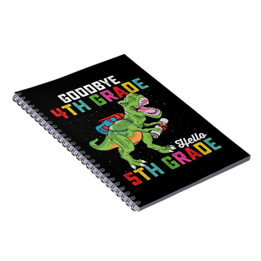 Goodbye 4 th Grade Hello 5th Grade T Rex Dinosaur Notizblock (Rechte Seite)