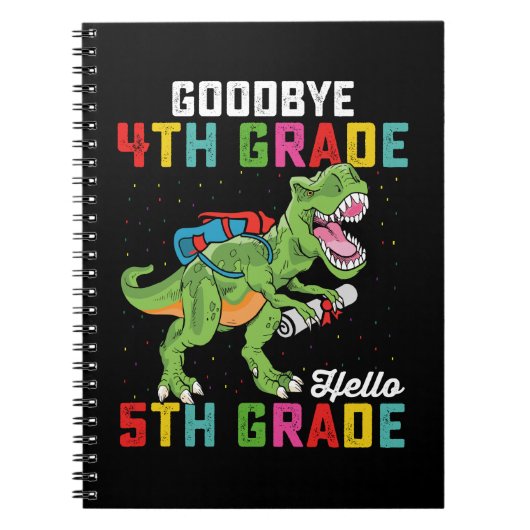 Goodbye 4 th Grade Hello 5th Grade T Rex Dinosaur Notizblock (Vorderseite)