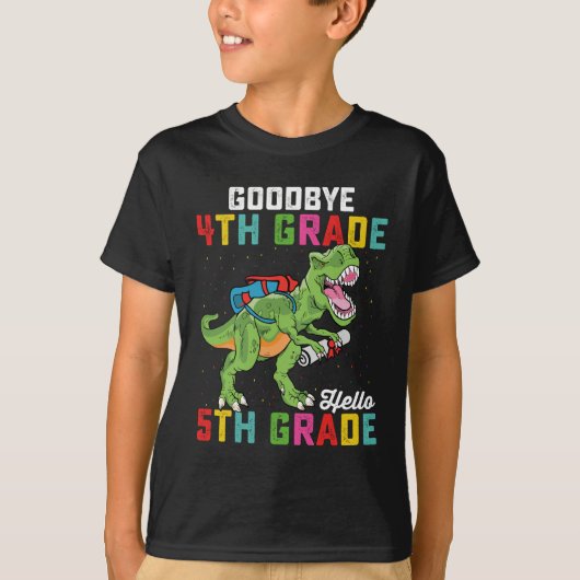 Goodbye 4 th Grade Hello 5th Grade T Rex Dinosaur T-Shirt (Vorderseite)