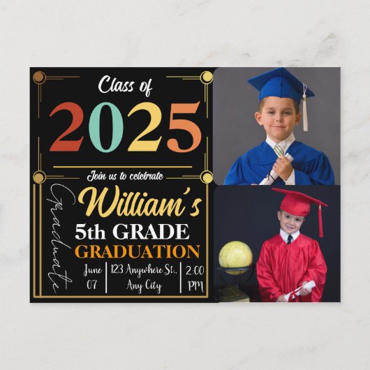 Goodbye 5 th Grade Hello Summer Abschluss Custom Ankündigungspostkarte (Rückseite)