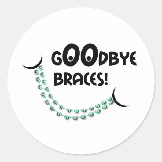 Goodbye Braces Orthodontist Patientengeschenk Runder Aufkleber (Vorderseite)