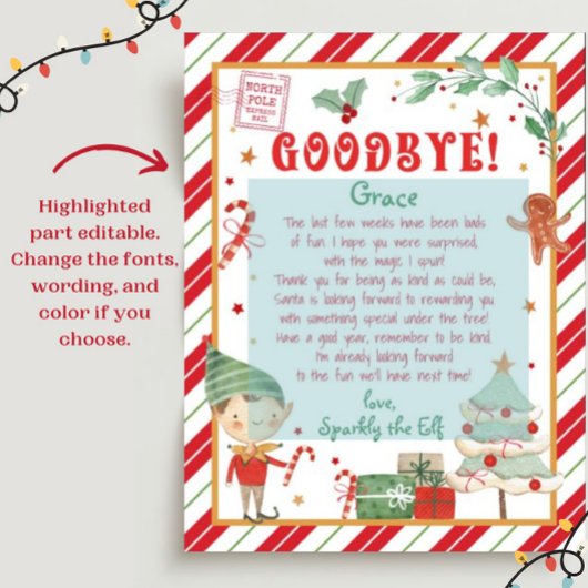 Goodbye Christmas Elf Letter Poster