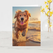 Goodbye Dog on Beach Niedlich Golden Retriever Karte (Gelbe Blume)