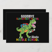 Goodbye Elementary Hello Middle School T Rex Einladung (Vorne/Hinten)