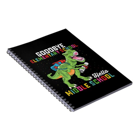 Goodbye Elementary Hello Middle School T Rex Notizblock (Rechte Seite)