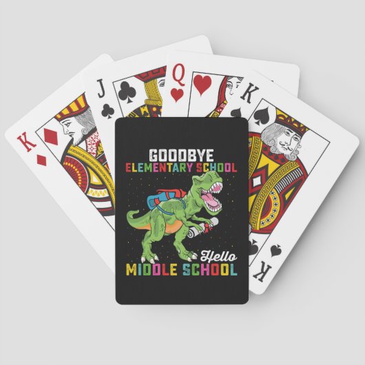 Goodbye Elementary Hello Middle School T Rex Spielkarten (Rückseite)