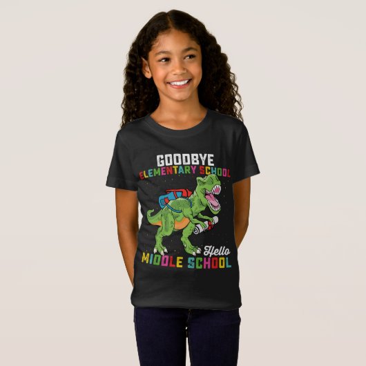 Goodbye Elementary Hello Middle School T Rex T-Shirt (Vorne ganz)