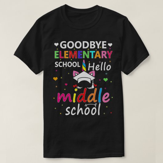 Goodbye Elementary Hello Middle School Unicorn Gra T-Shirt (Design vorne)