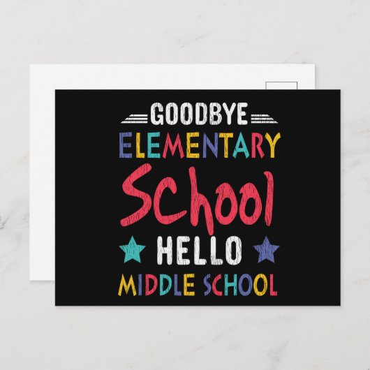 Goodbye Elementary School Hello Middle School Kids Postkarte (Vorne/Hinten)