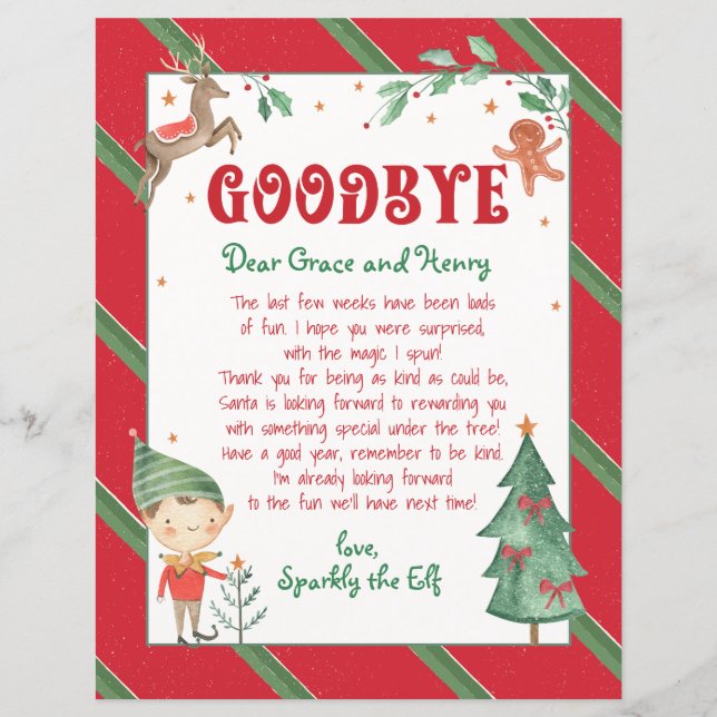 Goodbye Elf Christmas Elf Personalisiert (Vorderseite)