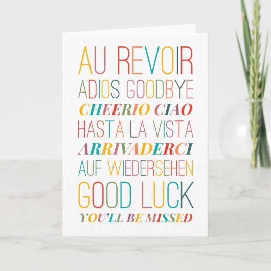 Goodbye Farewell Farewell-Faltenkarte Karte (Vorderseite)