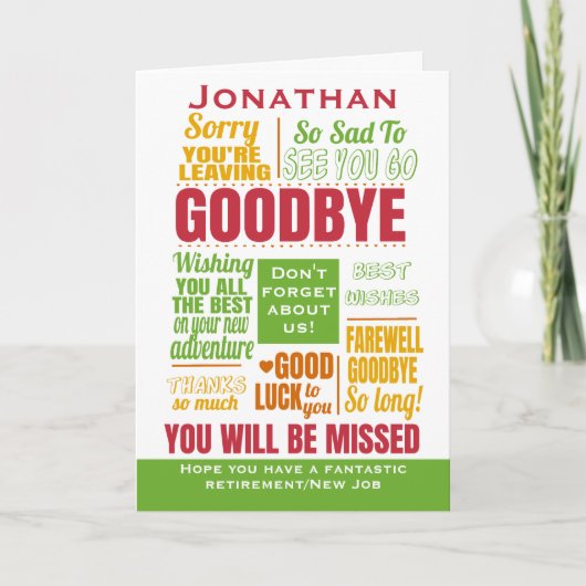 Goodbye Farewell Retirement Typografy Karte (Vorderseite)