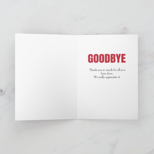Goodbye Farewell Retirement Typografy Karte (Innenseite)