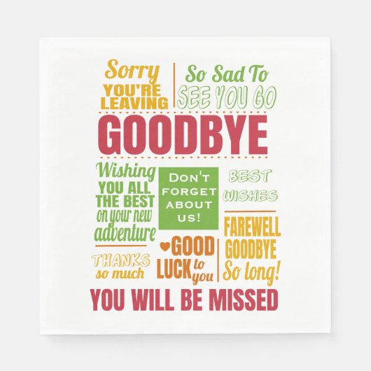 Goodbye Farewell Retirement Typografy Serviette (Vorderseite)