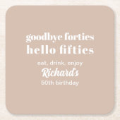 Goodbye Forties Hello Fifties Modern 50. Geburtsta Rechteckiger Pappuntersetzer (Vorderseite)