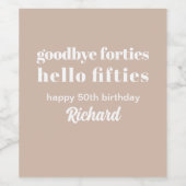 Goodbye Forties Hello Fifties Modern 50. Geburtsta Weinetikett (Einzelnes Label)
