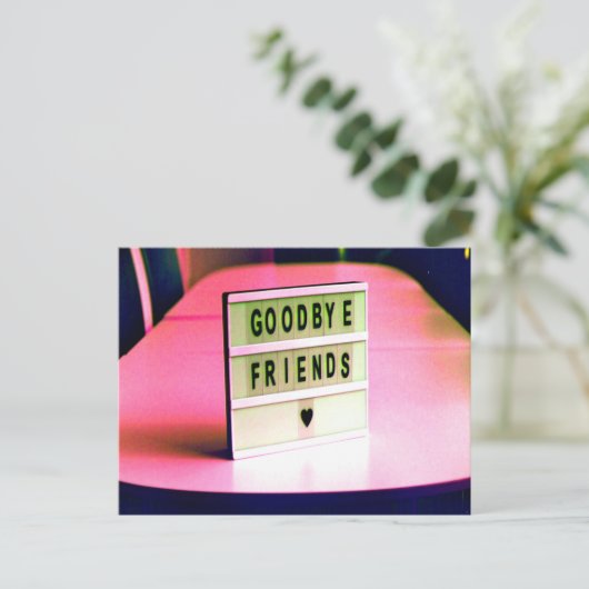 Goodbye Friends Heard Pink Postkarte (Stehend Vorderseite)