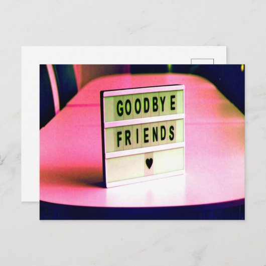 Goodbye Friends Heard Pink Postkarte (Vorne/Hinten)