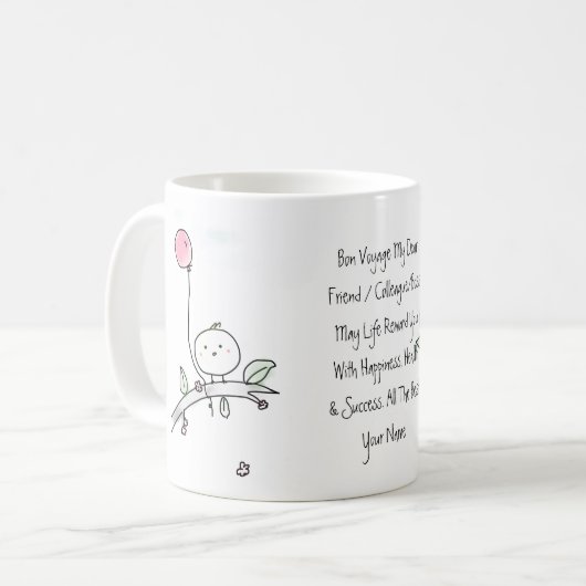 Goodbye Geschenk Personalisierte Blume Frau Kaffeetasse (Vorderseite Links)