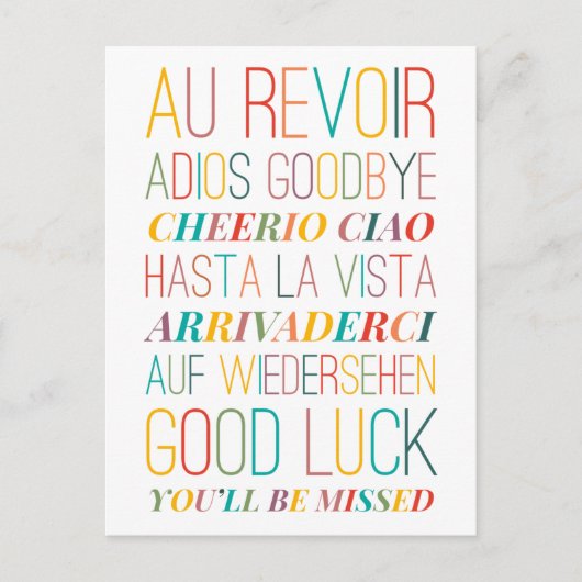 Goodbye Goodluck Postcard Postkarte (Vorderseite)