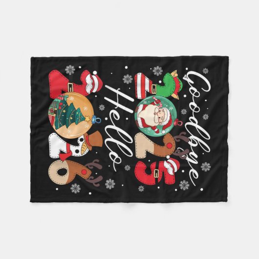 Goodbye Hello Happy Neujahr Weihnachten Weihnachte Fleecedecke (Vorderseite (Horizontal))