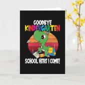 Goodbye Kindergarten Dino School Karte (Gelbe Blume)