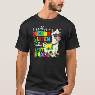 Goodbye Kindergarten Hallo 1. Grade Llama Girls T-Shirt