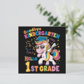 Goodbye Kindergarten Hallo 1. Grade Unicorn Einladung (Stehend Vorderseite)