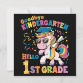 Goodbye Kindergarten Hallo 1. Grade Unicorn Einladung (Vorderseite)