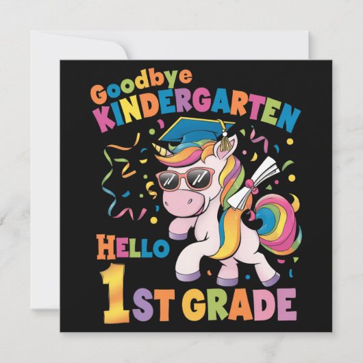 Goodbye Kindergarten Hallo 1. Grade Unicorn Einladung (Vorderseite)