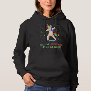 Goodbye Kindergarten Hallo 1. Grade Unicorn Girls Hoodie