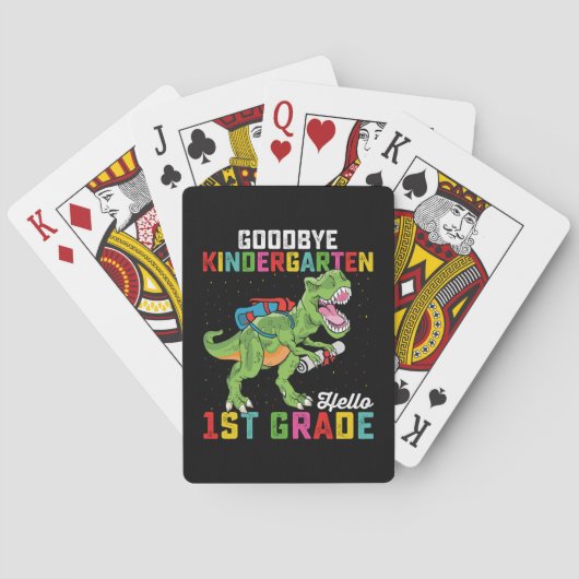 Goodbye Kindergarten Hallo 1. Klasse T Rex School Spielkarten (Rückseite)