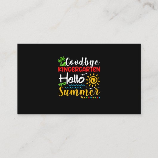 Goodbye Kindergarten Hello Summer Abschluss Visitenkarte (Vorderseite)
