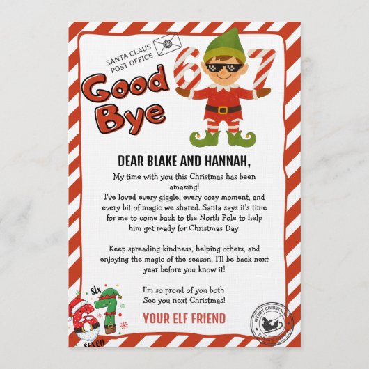 Goodbye Letter  From Your Elf Einladung (Vorderseite)