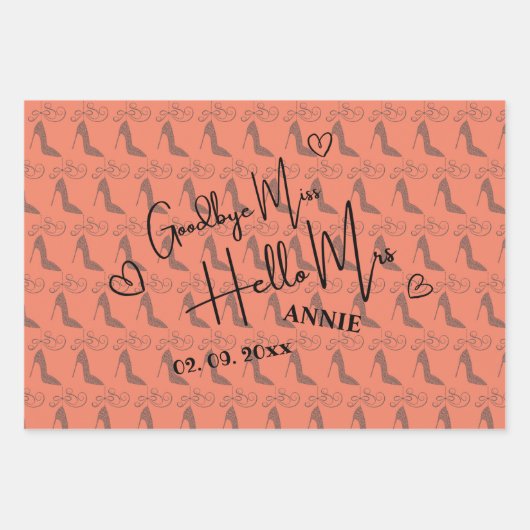 Goodbye Miss Hello Mrs. Brautparty Geschenkpapier Set (Vorderseite)