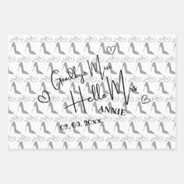 Goodbye Miss Hello Mrs. Brautparty white Geschenkpapier Set