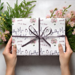 Goodbye Miss Hello Mrs Floral Brautparty Geschenkpapier<br><div class="desc">Modern Goodbye Miss Hallo Mrs. Blumenhändler Brautparty Wrapping Paper. Das Design hat einen weißen Hintergrund mit dem Zitat "GOODBYE MISS HELLO MRS." und Platz, um den Namen der Braut und das Datum in lila. Für diese Brautparty-Hin- und Rückgeschenke ist dieses elegante und dennoch personalisierte Packpapier perfekt für den Anlass. Es...</div>